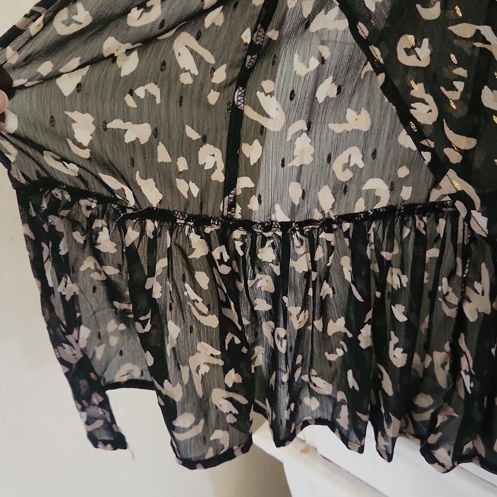 Leopard print long line kimono Ruffle Hem Modest Elegant Sophisticated Party XL - Picture 7 of 13